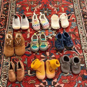 Size 4 "First Walker" Premium Shoe Bundle (9 Pairs) Gender Neutral